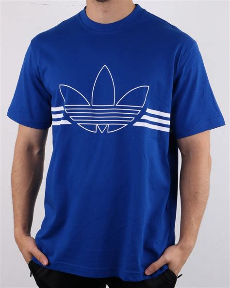 adidas Originals Trefoil Outline T Shirt in Blue | 80s Casual Classics