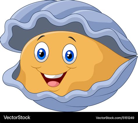 Cartoon happy oyster Royalty Free Vector Image