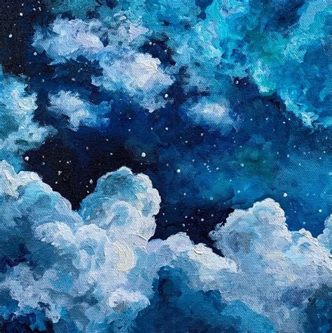 Original Painting Celestial Night Clouds and Sky Wall Art - Etsy Canada in 2023 | Night sky ...