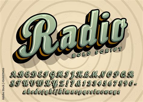 Radio Bold Cursive Script Alphabet Design; This Vector Font Has a ...