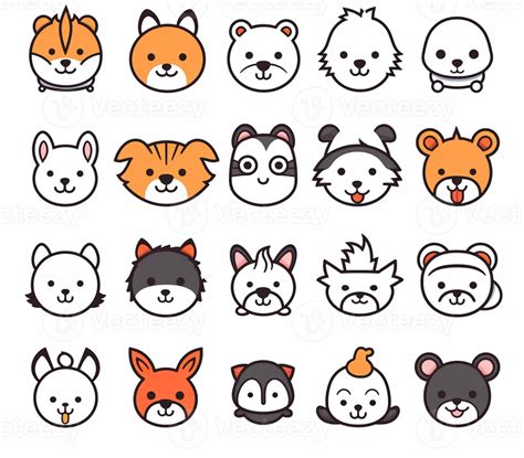 a set of cute animals and cats icons. generative ai. 28469530 Stock ...