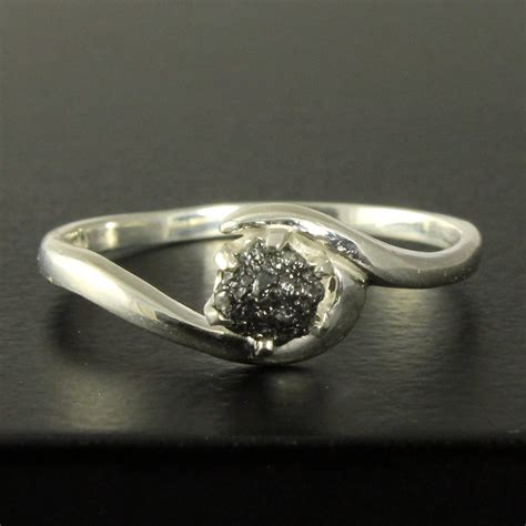 Raw Rough Diamond Ring in Silver Six Prongs Setting Large