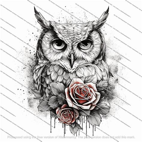 Owl Tattoo Flash Outline