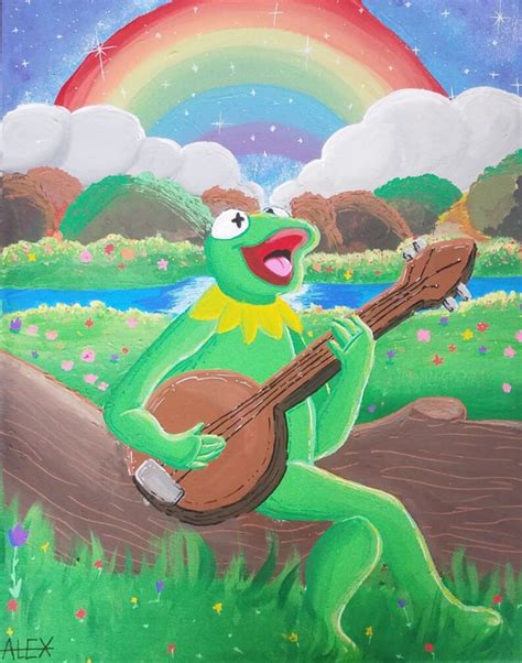 Rainbow Connection Kermit the Frog Painting - Etsy