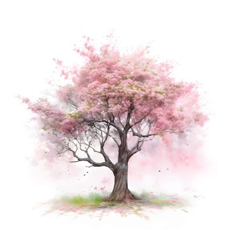 Premium AI Image | Watercolor illustration of sakura tree isolated on white background