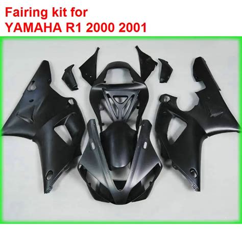 ABS plastic fairings for YAMAHA R1 2000 2001 matte black Injection mold fairing kit YZF R1 00 01 ...