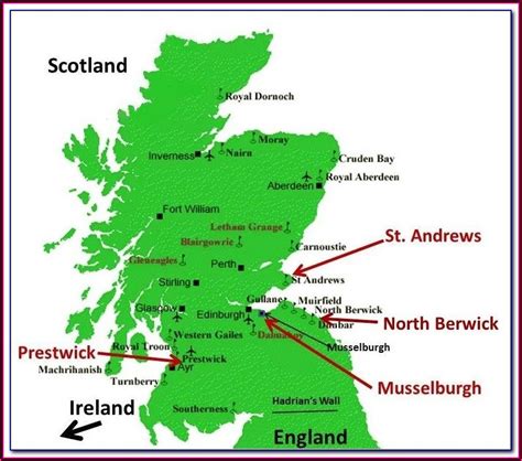 Map Scotland Famous Golf Courses - map : Resume Examples #pv9wWyK97A