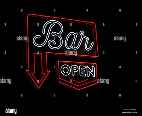 Bar open neon light sign Stock Photo - Alamy