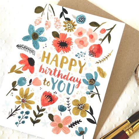 Pretty birthday card happy birthday card watercolor flower | Etsy ...