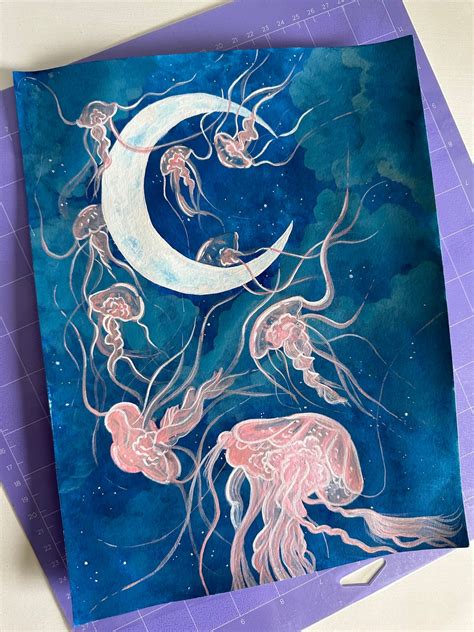 Jellyfish Skies Original Painting Wall Art of Jellyfish in a - Etsy