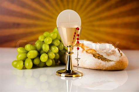 Eucharist symbol of bread and wine, ... | Stock image | Colourbox