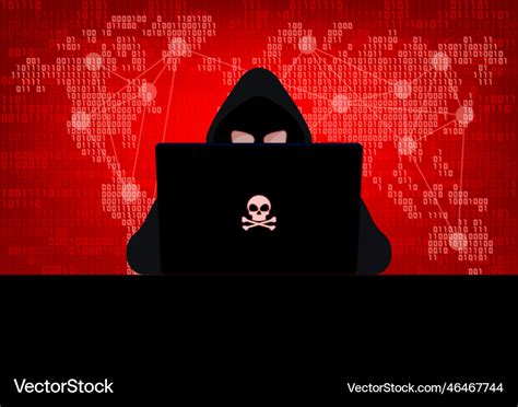 Hacker in the dark with red background Royalty Free Vector