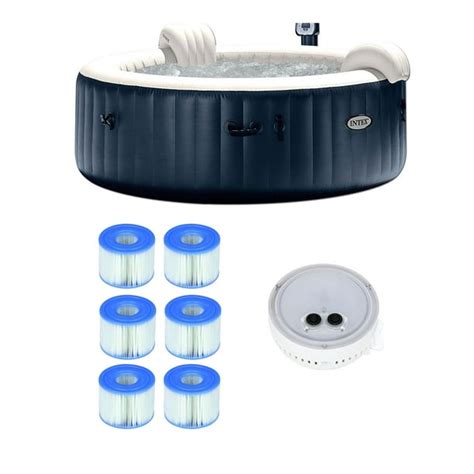 Intex 75" Jet Spa 6 Person Hot Tub, Filters (3 Pack), & Multi-Colored ...