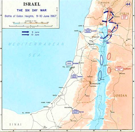 Map of the Battle of Golan Heights 1967