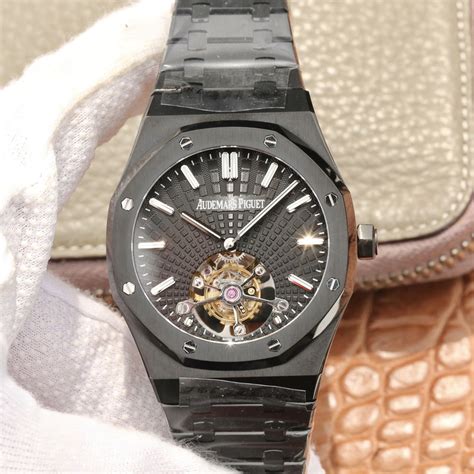 R8 Factory Replica Audemars Piguet Royal Oak Flying Tourbillon Movement Full Black Watch ...