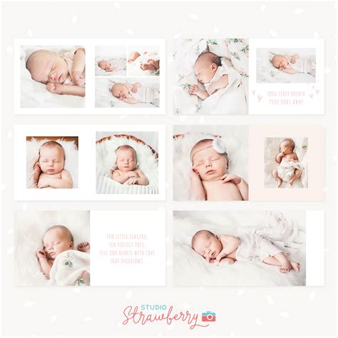 Baby photo album template for Photoshop "Baby girl" - Strawberry Kit