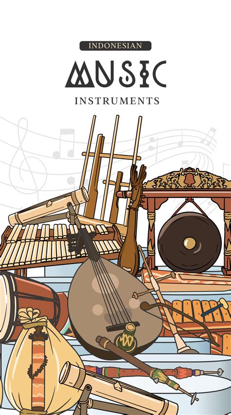 Indonesian music instruments hand drawn vector illustration. Music ...