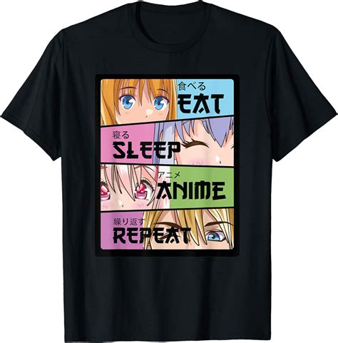 Manga Kawaii Merch - Eat Sleep Anime Repeat - Cute Anime T-shirt | Minaze