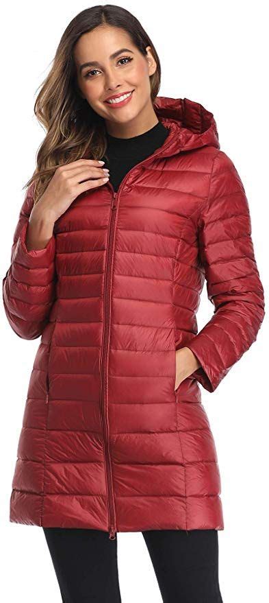 Obosoyo Women's Winter Packable Down Jacket Plus Size Ultralight Long Down Outerwear Puffer ...