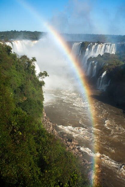 Premium Photo | Rainbow in iguazu falls national park