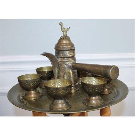 Vintage Brass Turkish Coffee Set | Chairish