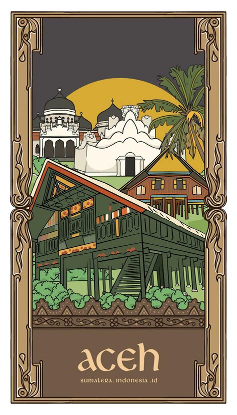 Aceh tourism culture illustration 26765277 Vector Art at Vecteezy