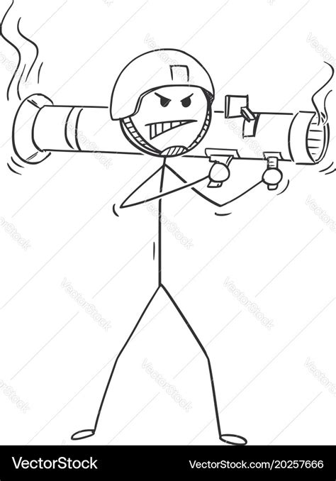 Cartoon of soldier shooting from rocket launcher Vector Image