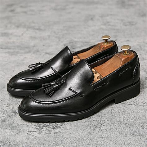 Black Tassels Prom Dapper Mens Loafers Flats Dress Shoes