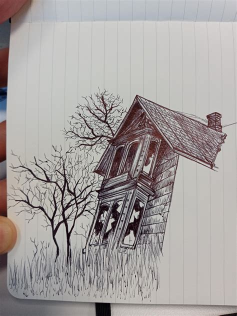 Abandoned House sketch : r/ballpointart