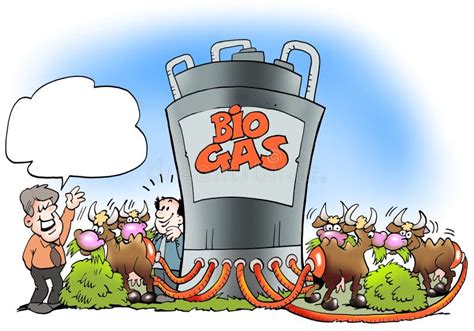 Cows Convert Biogas To Fuel Stock Illustration - Illustration of caricature, service: 58399308