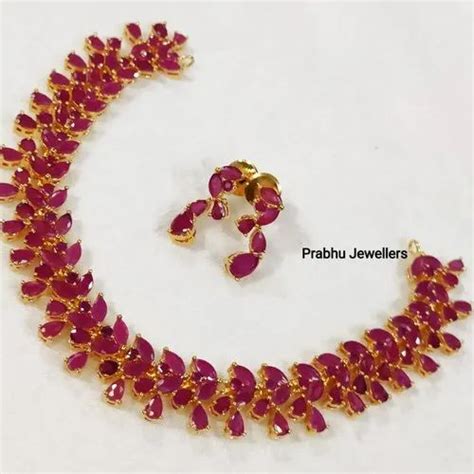 Ruby Stone Necklace at Rs 1400/set | Red Stone Necklace in Chennai | ID: 22856907155