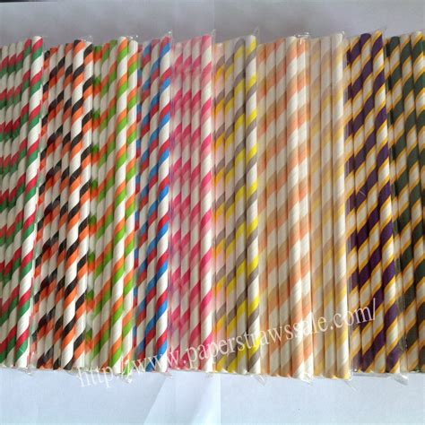 Wholesale Striped Straws,2 Colored Striped Paper Straws 2000pcs Mixed 10 Colors