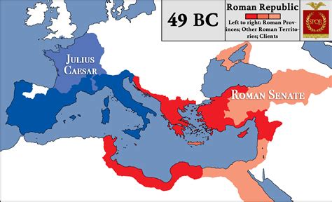 Roman Republic at the Beginning of Caesar's Civil War (Illustration ...