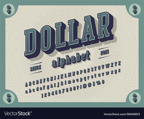 Money font Royalty Free Vector Image - VectorStock