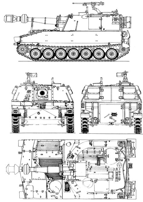 M109 howitzer Blueprint - Download free blueprint for 3D modeling