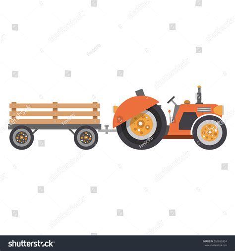 Cartoon Tractor Trailer Flat Style Agricultural Stock Vector (Royalty Free) 551890324 | Shutterstock