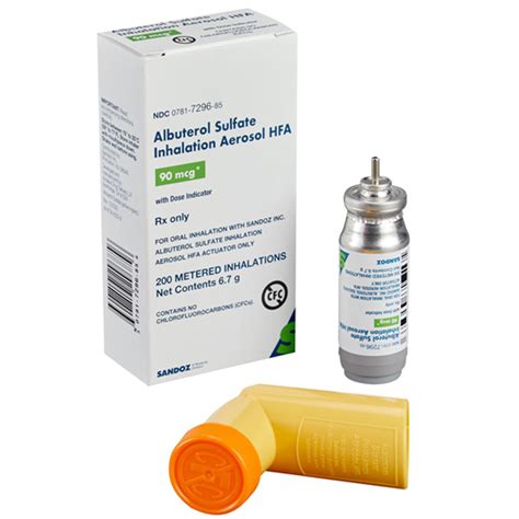 Albuterol Sulfate Inhaler HFA 90 mcg 200 Metered Inhalations ...