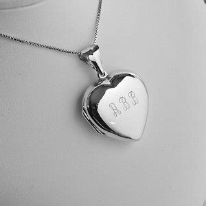 Custom Engraved Locket Personalized Sterling Silver Large Rounded Heart Locket 1 Inch Hand ...