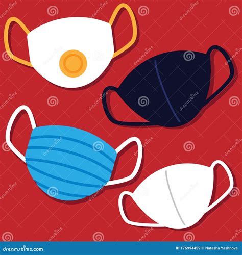 Types of medical masks stock vector. Illustration of flat - 176994459