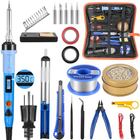 SREMTCH 80W Electronics Digital Soldering Iron Kit LCD Adjustable ...