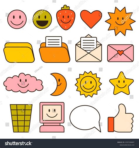 Vector Set Retro Computer Icons Cute Stock Vector (Royalty Free ...