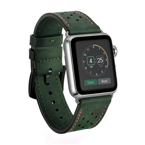 Dark Green Leather Apple Watch Band - theLISL London