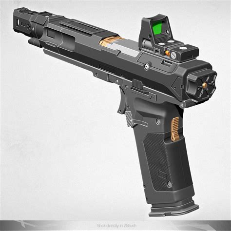 [Pure Dynamesh challenge] Sci-Fi Handgun - ZBrushCentral