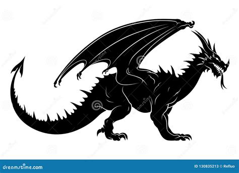 Dragon black silhouette stock vector. Illustration of mascot - 130835213