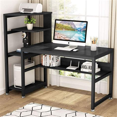 Tribesigns 58 inch Large Computer Desk with Storage Shelves, Modern Office Desk - Walmart.com ...