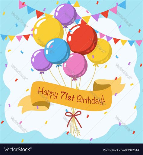 Happy 71st birthday colorful greeting card Vector Image