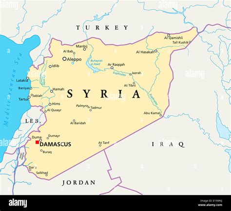 Syria Political Map - Political map of Syria with capital Damascus Stock Photo: 70069038 - Alamy