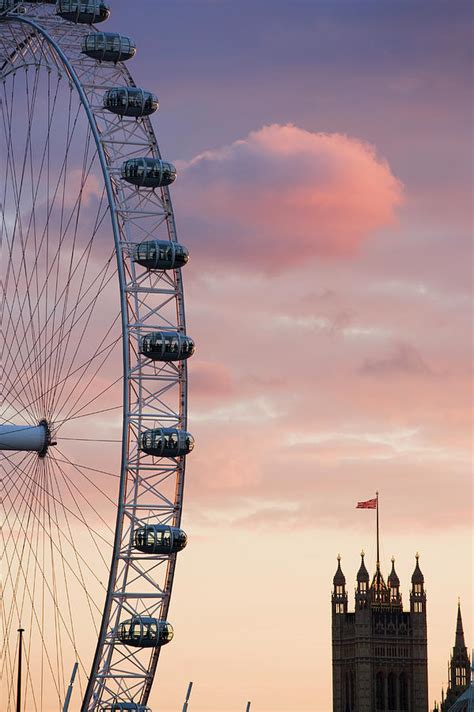 Uk, London, London Eye, Sunset by Travelpix Ltd