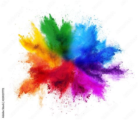 colorful rainbow holi paint color powder explosion isolated white background Stock Photo | Adobe ...