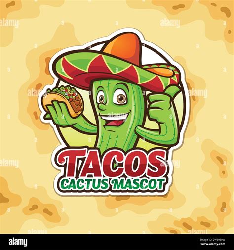 Mascot Cactus Tacos Logo Design Stock Vector Image & Art - Alamy